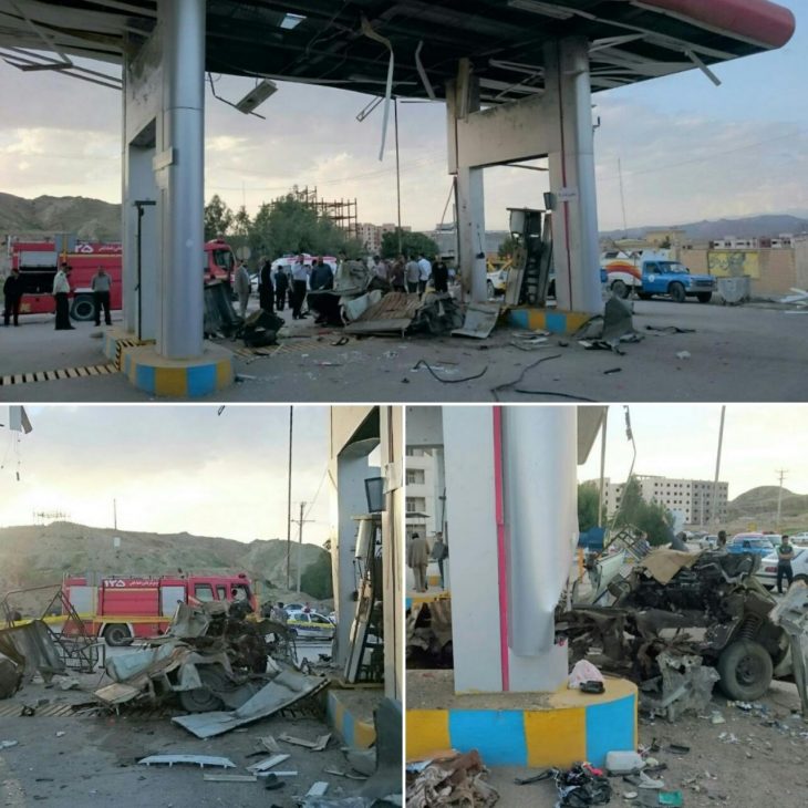 انفجار وانت پیکان در جایگاه سوخت CNG شهرداری مسجدسلیمان