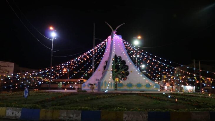 اجرای نورافشانی میادین و بازسازی تأمین روشنایی معابر عمومی توسط شهرداری مسجدسلیمان