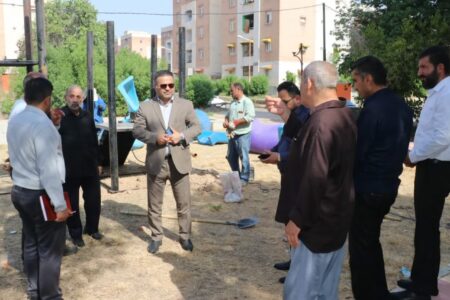 بازدید میدانی محمد خسروی شهردار مسجدسلیمان از بوستان محله ای شهرک ولیعصر(عج)